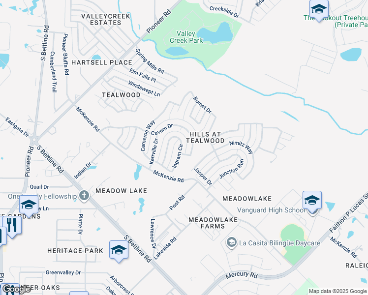 map of restaurants, bars, coffee shops, grocery stores, and more near 2757 Ingram Circle in Mesquite