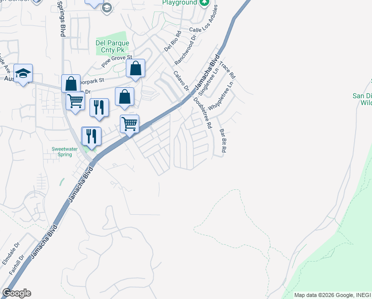 map of restaurants, bars, coffee shops, grocery stores, and more near 212 Via Cordova in Spring Valley