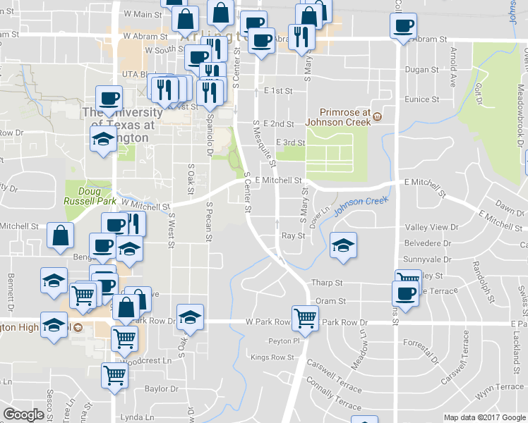 map of restaurants, bars, coffee shops, grocery stores, and more near 111 Hosack Street in Arlington
