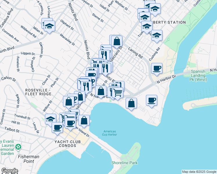map of restaurants, bars, coffee shops, grocery stores, and more near 2827 Keats Street in San Diego