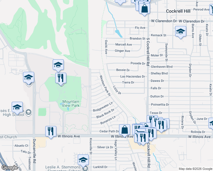 map of restaurants, bars, coffee shops, grocery stores, and more near 4620 Lizzy Drive in Dallas