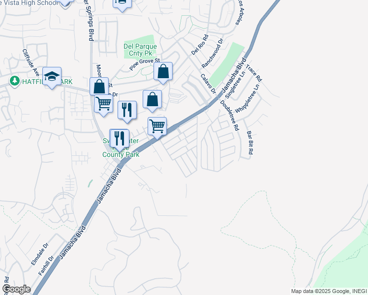 map of restaurants, bars, coffee shops, grocery stores, and more near 10707 Jamacha Boulevard in Spring Valley