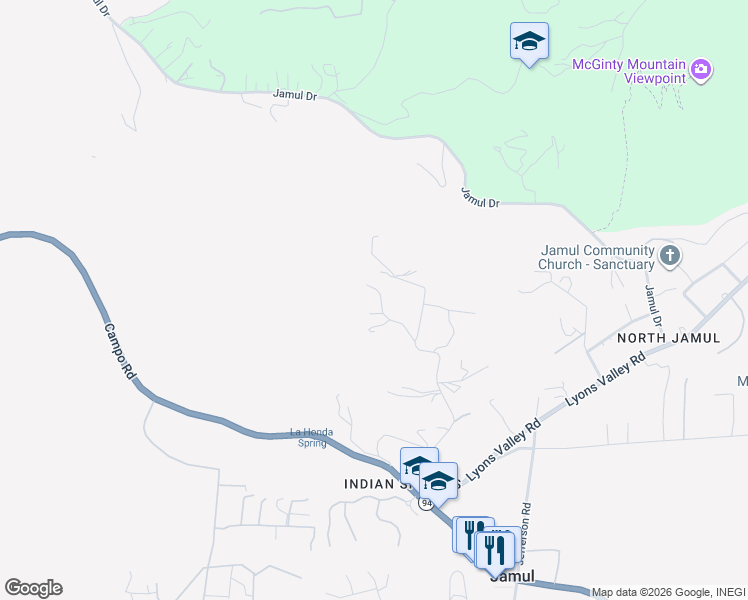 map of restaurants, bars, coffee shops, grocery stores, and more near 13749 Calle Del Sol in Jamul