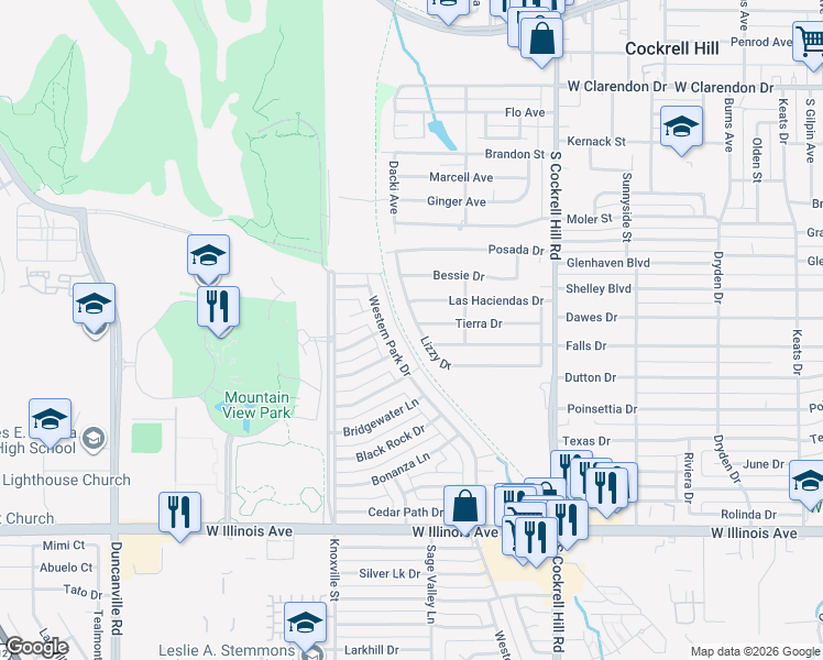 map of restaurants, bars, coffee shops, grocery stores, and more near 4620 Lizzy Drive in Dallas