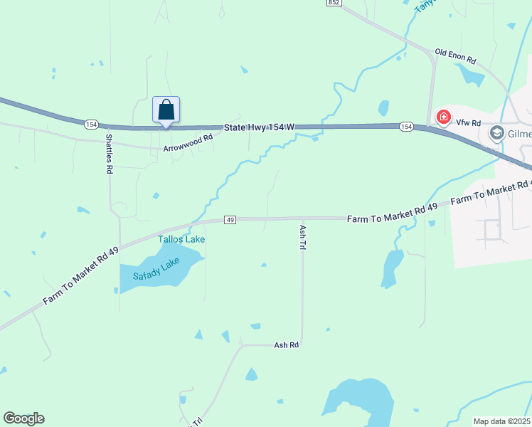 map of restaurants, bars, coffee shops, grocery stores, and more near 2172 Farm to Market 49 in Gilmer