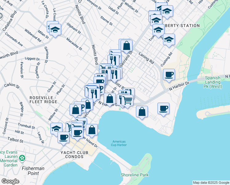 map of restaurants, bars, coffee shops, grocery stores, and more near 2827 Keats Street in San Diego