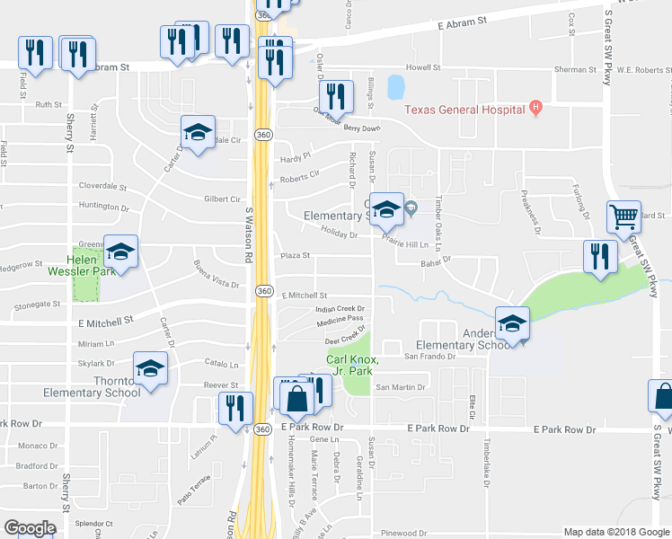 map of restaurants, bars, coffee shops, grocery stores, and more near 2809 Buena Vista Drive in Arlington