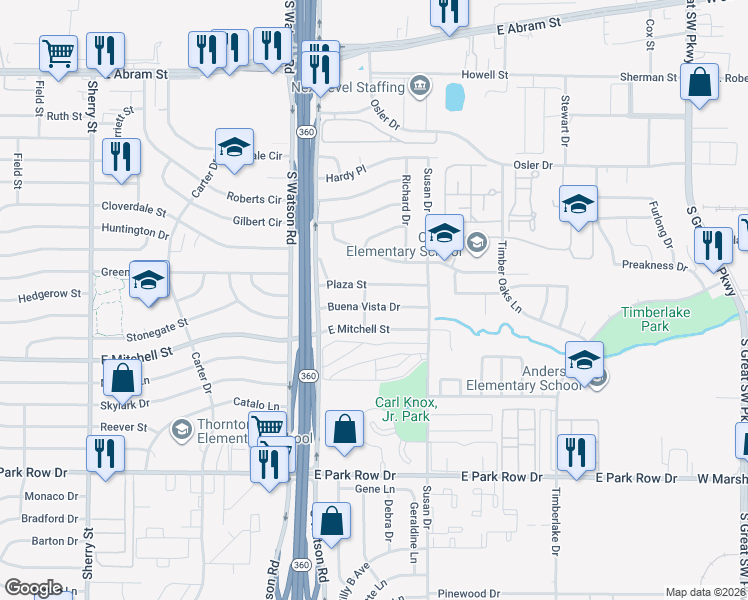 map of restaurants, bars, coffee shops, grocery stores, and more near 2809 Buena Vista Drive in Arlington