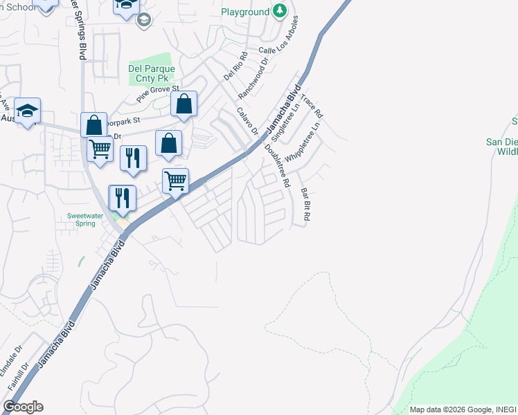 map of restaurants, bars, coffee shops, grocery stores, and more near 212 Via Cordova in Spring Valley