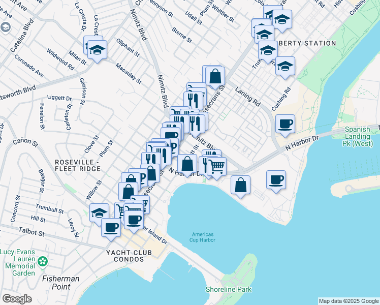 map of restaurants, bars, coffee shops, grocery stores, and more near 2902 Jarvis Street in San Diego