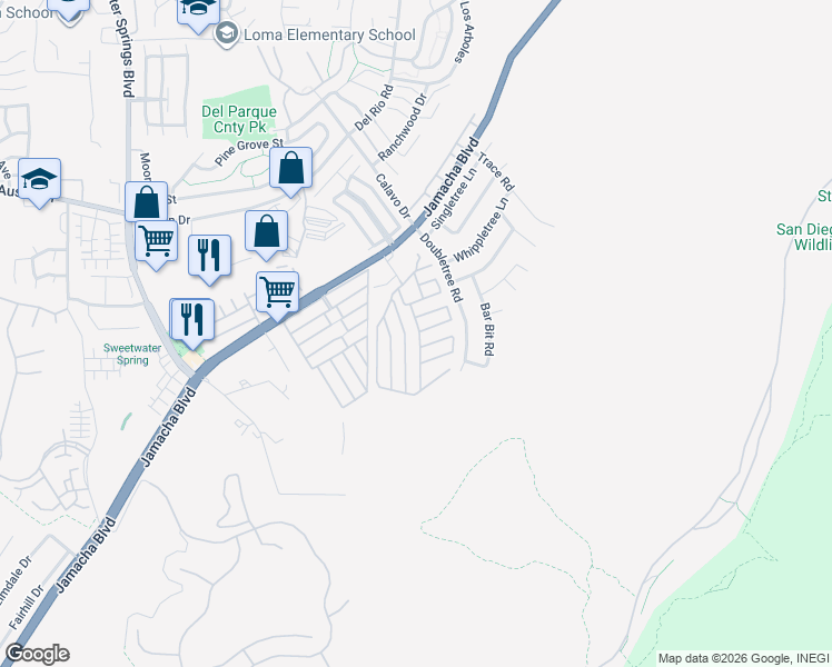 map of restaurants, bars, coffee shops, grocery stores, and more near 212 Via Cordova in Spring Valley