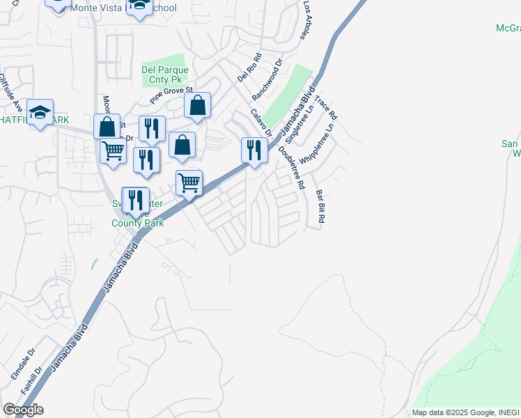 map of restaurants, bars, coffee shops, grocery stores, and more near 212 Via Cordova in Spring Valley