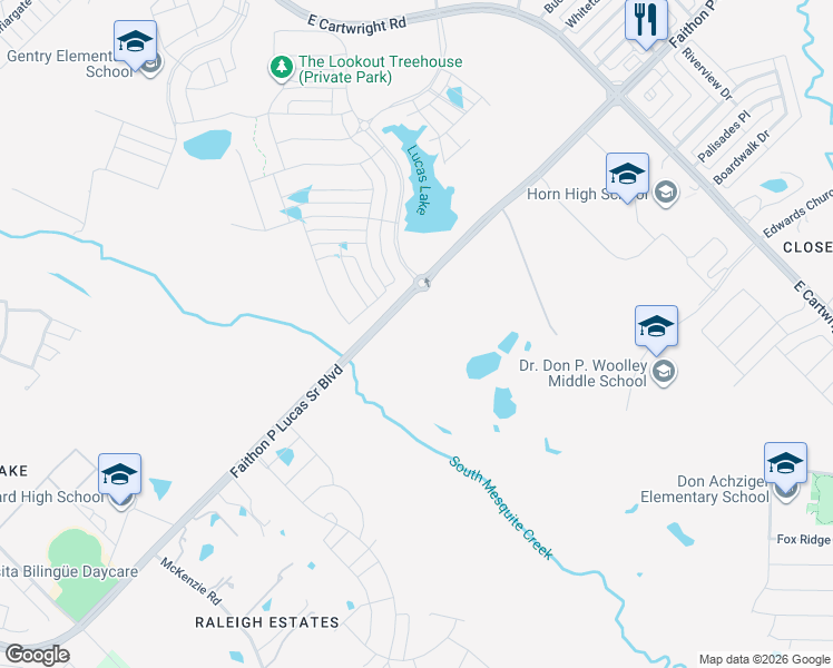 map of restaurants, bars, coffee shops, grocery stores, and more near in Balch Springs