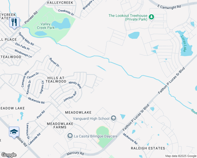 map of restaurants, bars, coffee shops, grocery stores, and more near 1509 Lometa Court in Mesquite