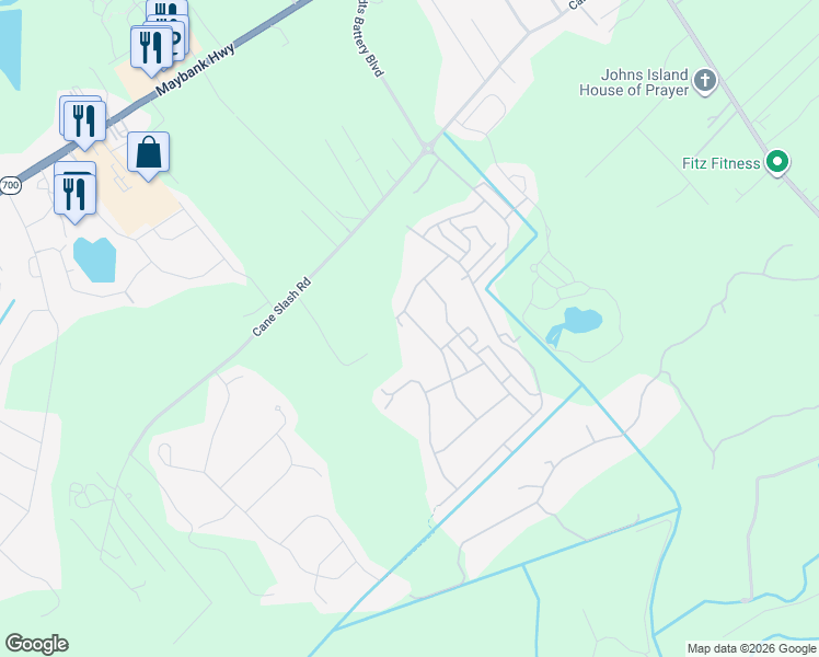 map of restaurants, bars, coffee shops, grocery stores, and more near 1838 Whisperwood Road in Johns Island