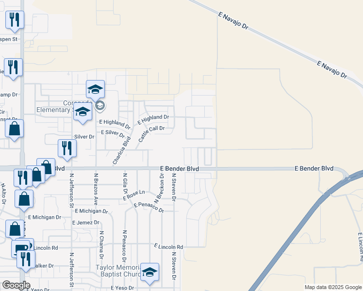 map of restaurants, bars, coffee shops, grocery stores, and more near 2000 East Arbors Avenue in Hobbs