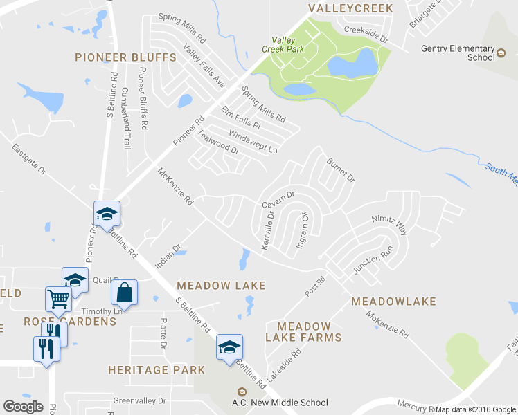 map of restaurants, bars, coffee shops, grocery stores, and more near 2800 Cameron Way in Mesquite