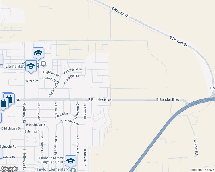map of restaurants, bars, coffee shops, grocery stores, and more near 2122 East Arbors Avenue in Hobbs