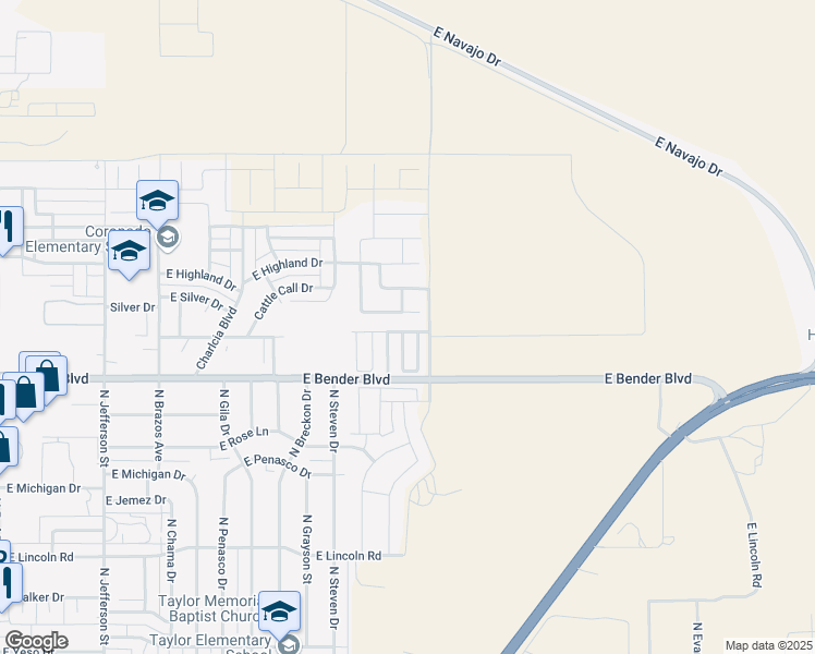 map of restaurants, bars, coffee shops, grocery stores, and more near 2110 East Arbors Avenue in Hobbs