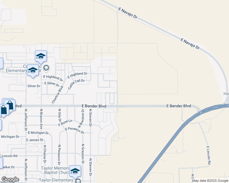 map of restaurants, bars, coffee shops, grocery stores, and more near 2122 East Arbors Avenue in Hobbs
