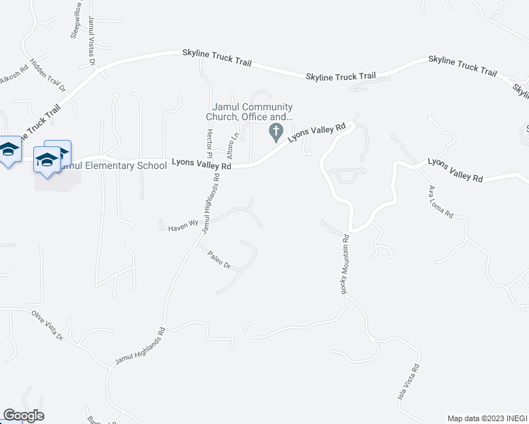 map of restaurants, bars, coffee shops, grocery stores, and more near 14888 Highland Heights Road in Jamul