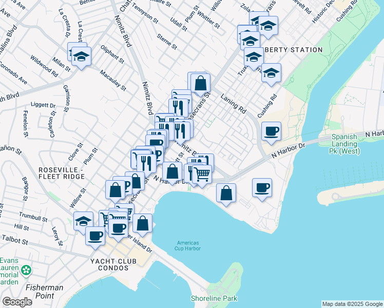 map of restaurants, bars, coffee shops, grocery stores, and more near 2827 Keats Street in San Diego