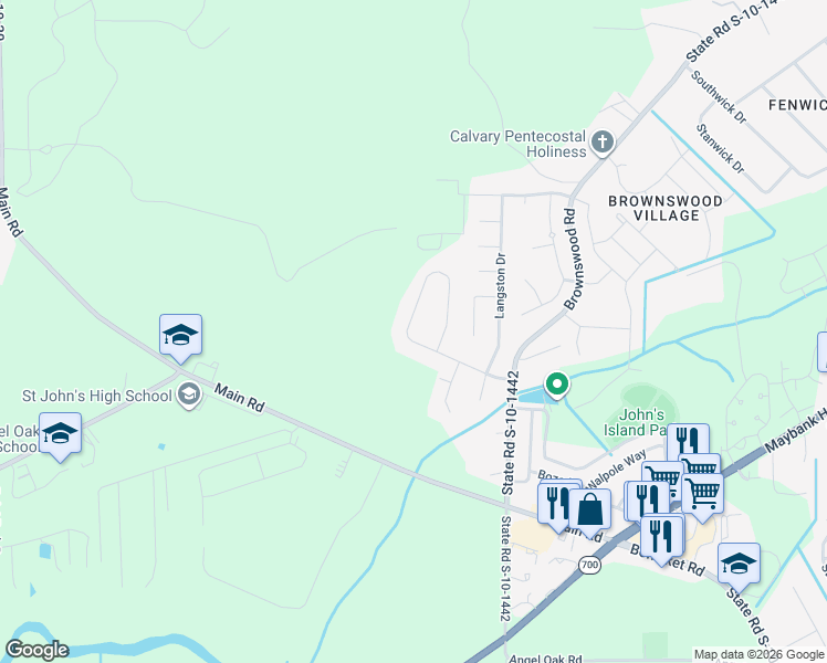 map of restaurants, bars, coffee shops, grocery stores, and more near 3335 Island Estates Drive in Johns Island