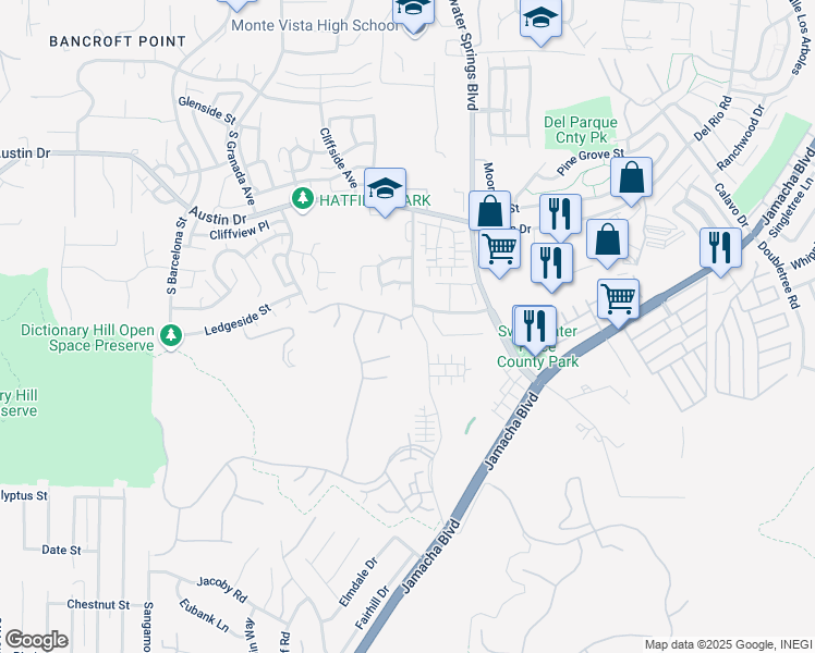 map of restaurants, bars, coffee shops, grocery stores, and more near 2010 Springs of Life Court in Spring Valley