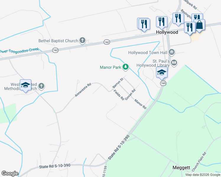 map of restaurants, bars, coffee shops, grocery stores, and more near 6434 Barron Street in Hollywood