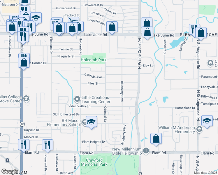 map of restaurants, bars, coffee shops, grocery stores, and more near 8702 Wadlington Avenue in Dallas