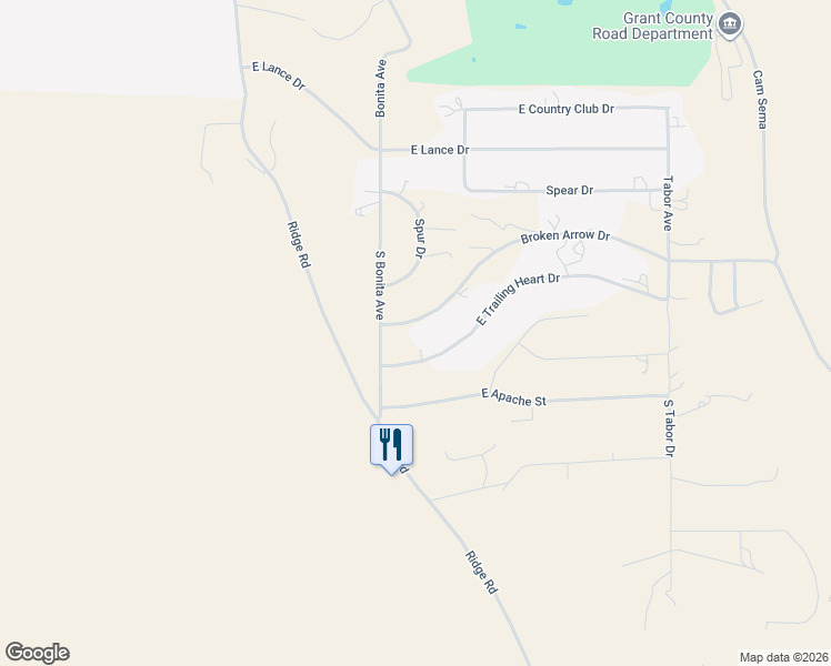 map of restaurants, bars, coffee shops, grocery stores, and more near 511 Broken Arrow Drive in Silver City
