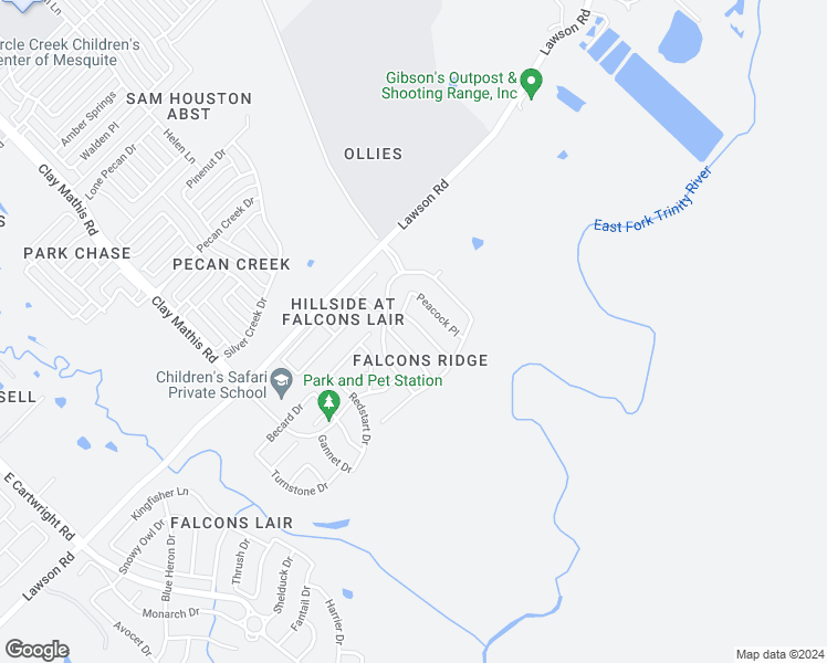map of restaurants, bars, coffee shops, grocery stores, and more near 3613 Dove Lane in Mesquite