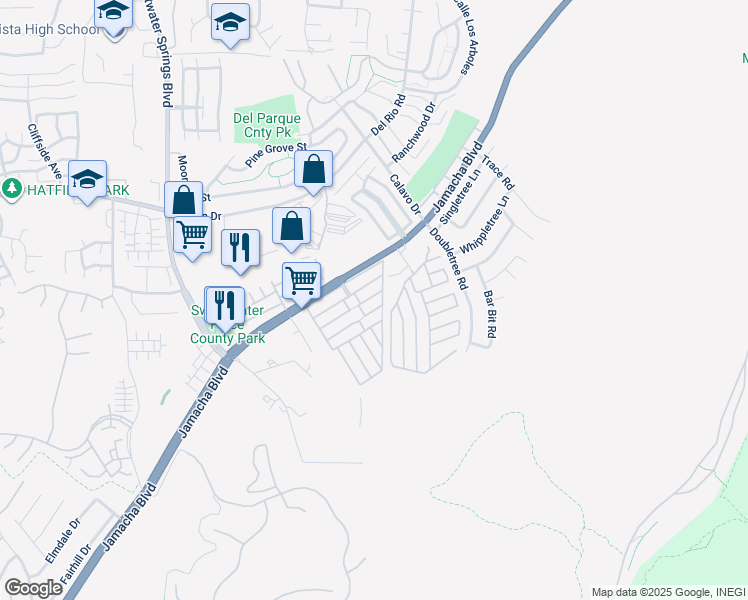 map of restaurants, bars, coffee shops, grocery stores, and more near 10707 Jamacha Boulevard in Spring Valley