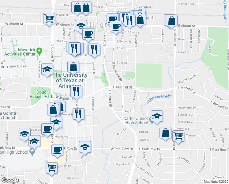 map of restaurants, bars, coffee shops, grocery stores, and more near 118 Nemo Court in Arlington