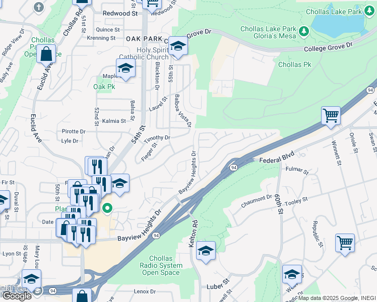 map of restaurants, bars, coffee shops, grocery stores, and more near 5567 Grape Street in San Diego