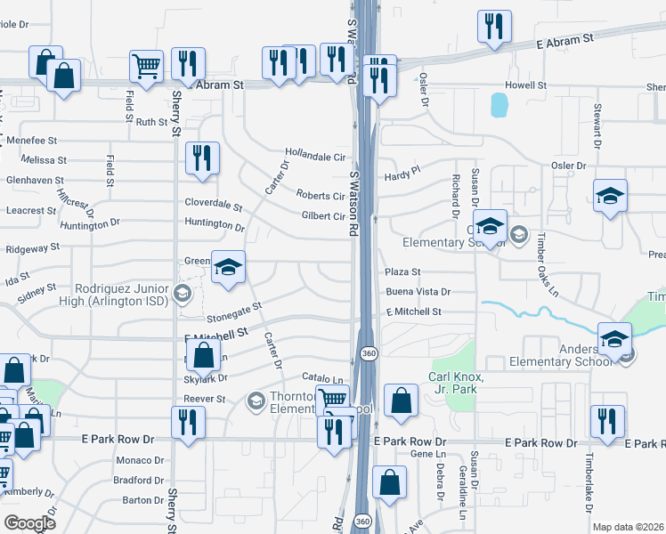map of restaurants, bars, coffee shops, grocery stores, and more near 2514 Cloverdale Street in Arlington
