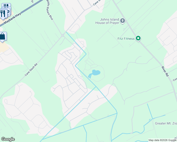 map of restaurants, bars, coffee shops, grocery stores, and more near 1984 Shadetree Boulevard in Johns Island