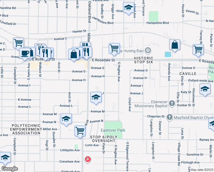 map of restaurants, bars, coffee shops, grocery stores, and more near 4320 Avenue H in Fort Worth