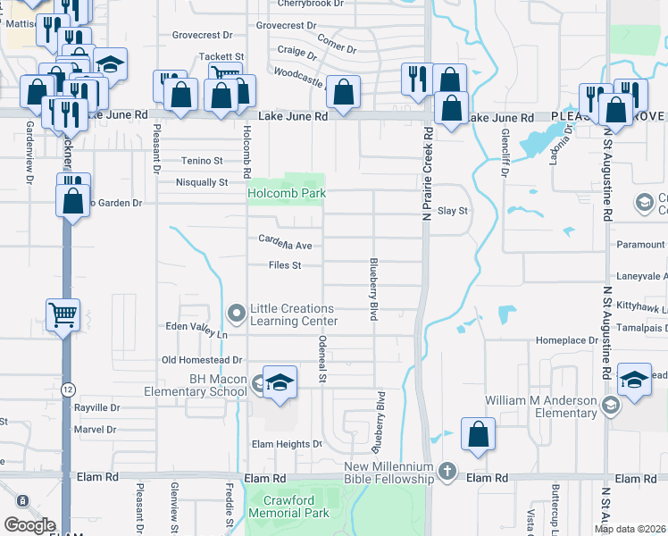 map of restaurants, bars, coffee shops, grocery stores, and more near 8701 Files Street in Dallas