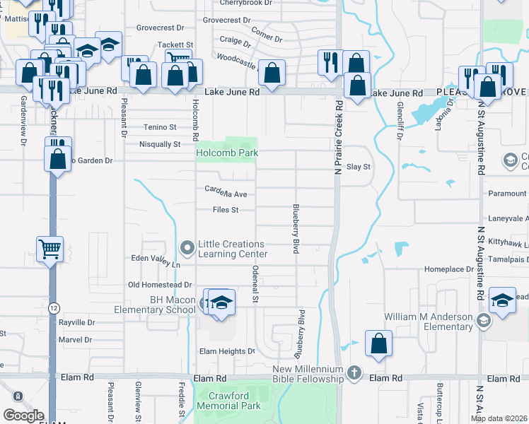 map of restaurants, bars, coffee shops, grocery stores, and more near 8701 Files Street in Dallas