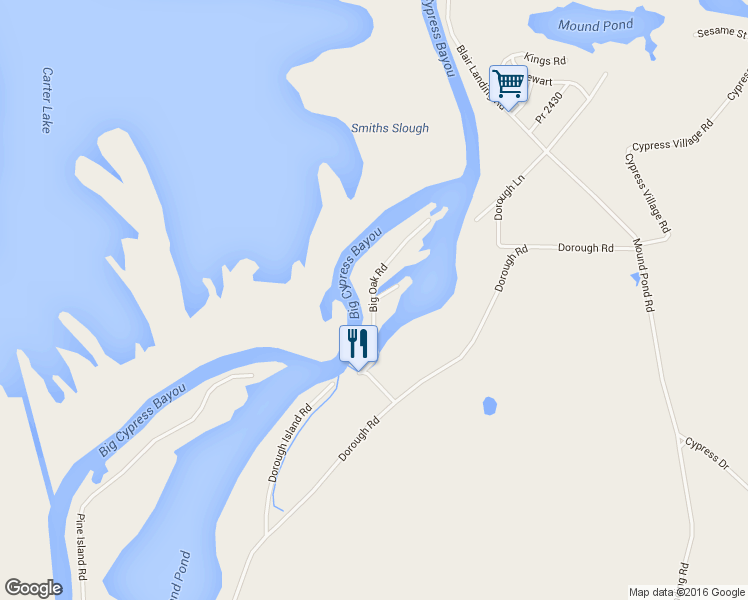 map of restaurants, bars, coffee shops, grocery stores, and more near Pr 2422 in Karnack