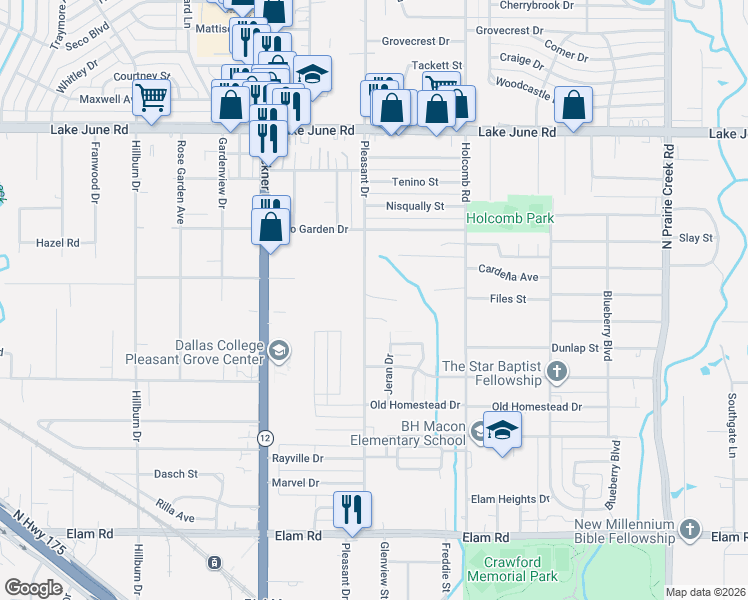 map of restaurants, bars, coffee shops, grocery stores, and more near 934 Pleasant Drive in Dallas