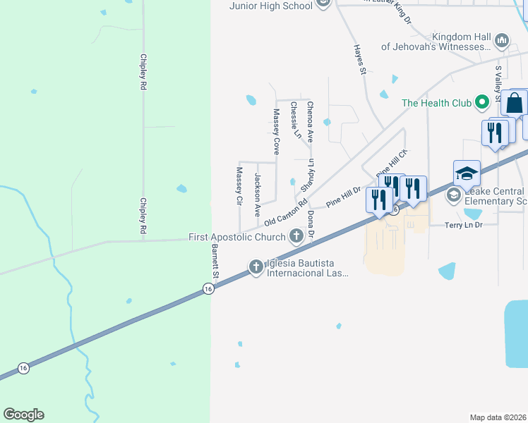 map of restaurants, bars, coffee shops, grocery stores, and more near 202 Massey Circle in Carthage