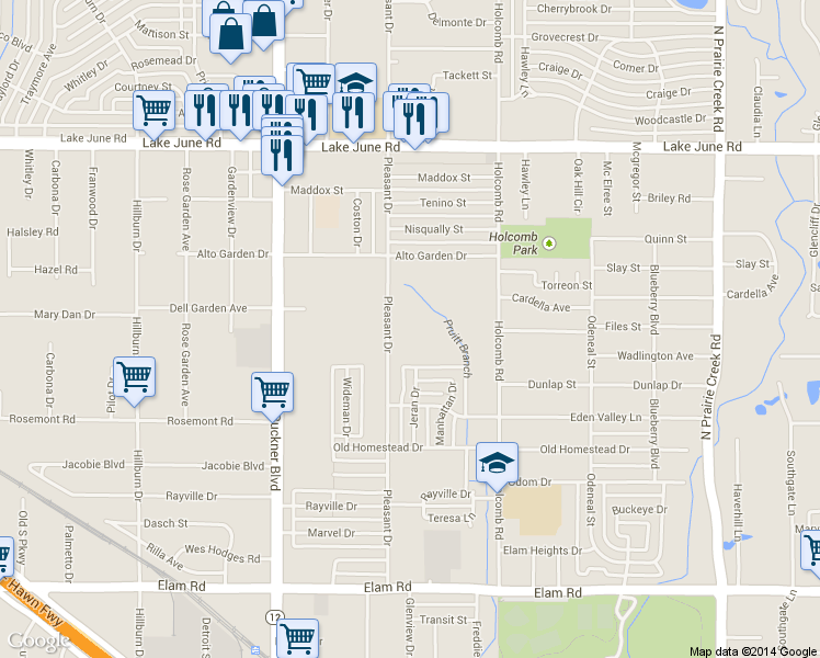 map of restaurants, bars, coffee shops, grocery stores, and more near 934 Pleasant Drive in Dallas