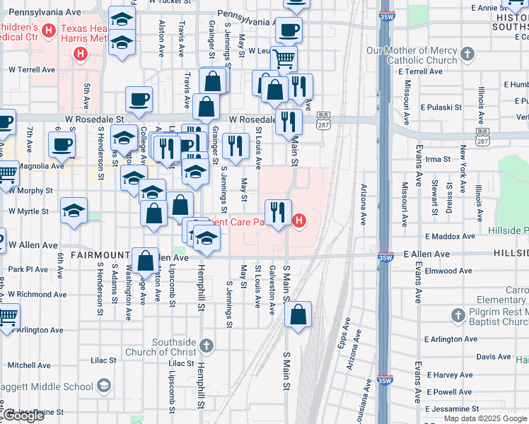 map of restaurants, bars, coffee shops, grocery stores, and more near 200 Feliks Gwozdz Place in Fort Worth