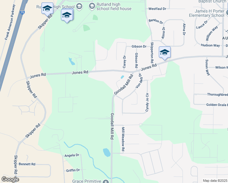 map of restaurants, bars, coffee shops, grocery stores, and more near 6663 Goodall Mill Road in Macon