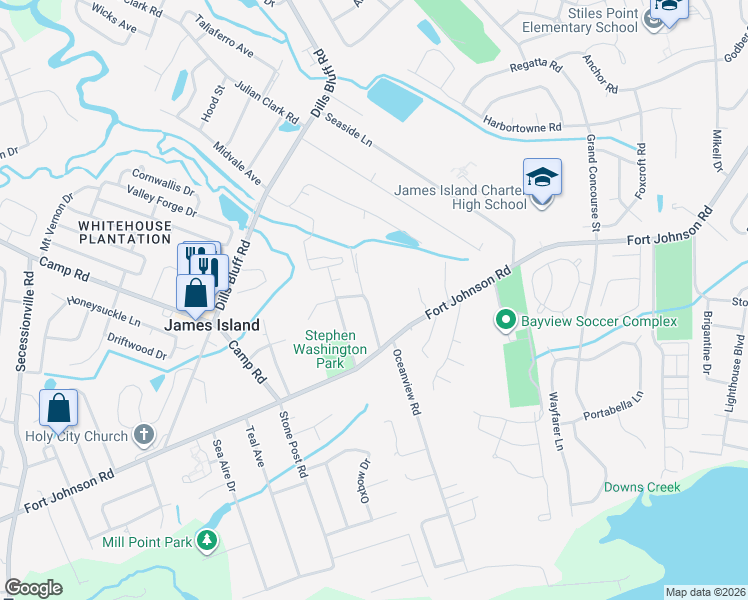 map of restaurants, bars, coffee shops, grocery stores, and more near 1056 Ben Road in Charleston
