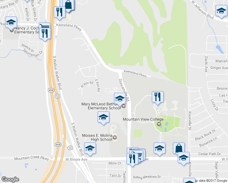 map of restaurants, bars, coffee shops, grocery stores, and more near 0 Highway 12 Loop in Dallas