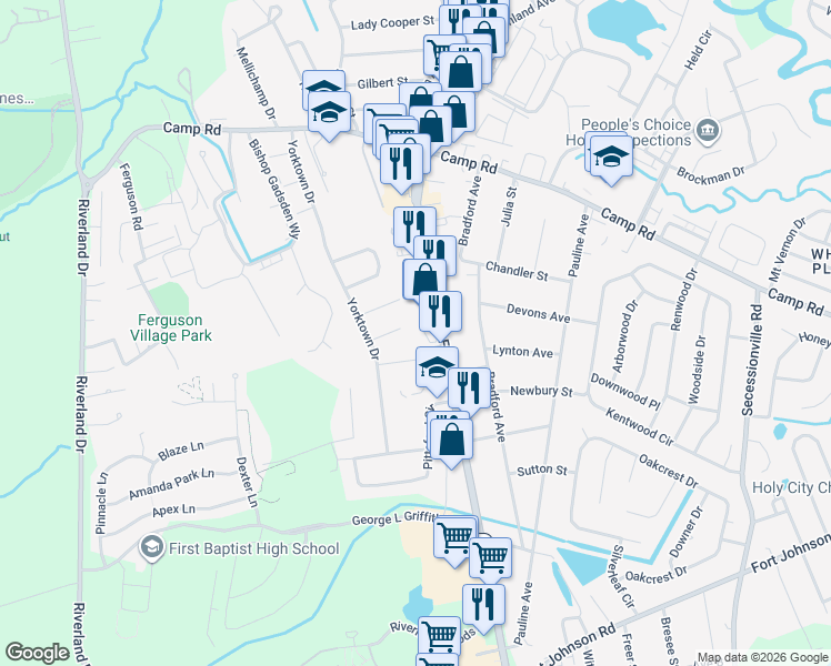map of restaurants, bars, coffee shops, grocery stores, and more near 1803 Walsingham Way in Charleston