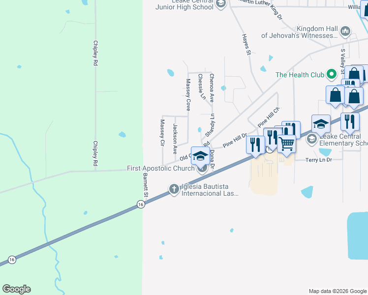 map of restaurants, bars, coffee shops, grocery stores, and more near 202 Massey Circle in Carthage
